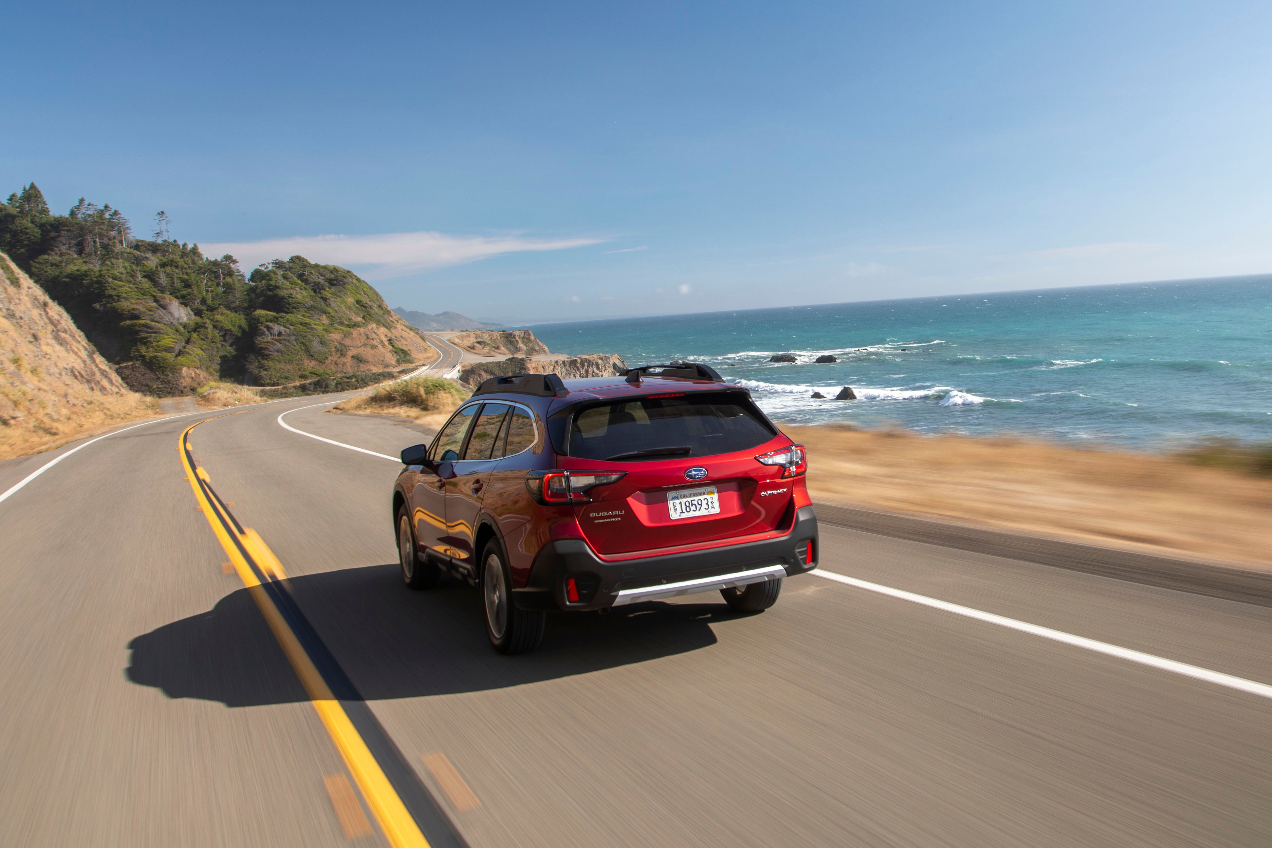 The rear end of the 2022 Subaru Outback. 