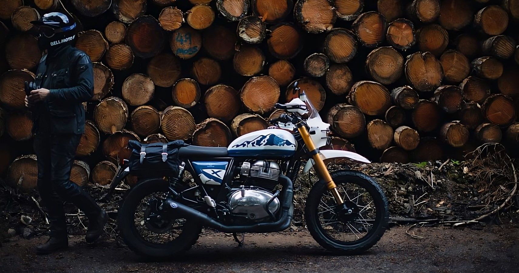 Custom Royal Enfield INT650-based Scrambler side view