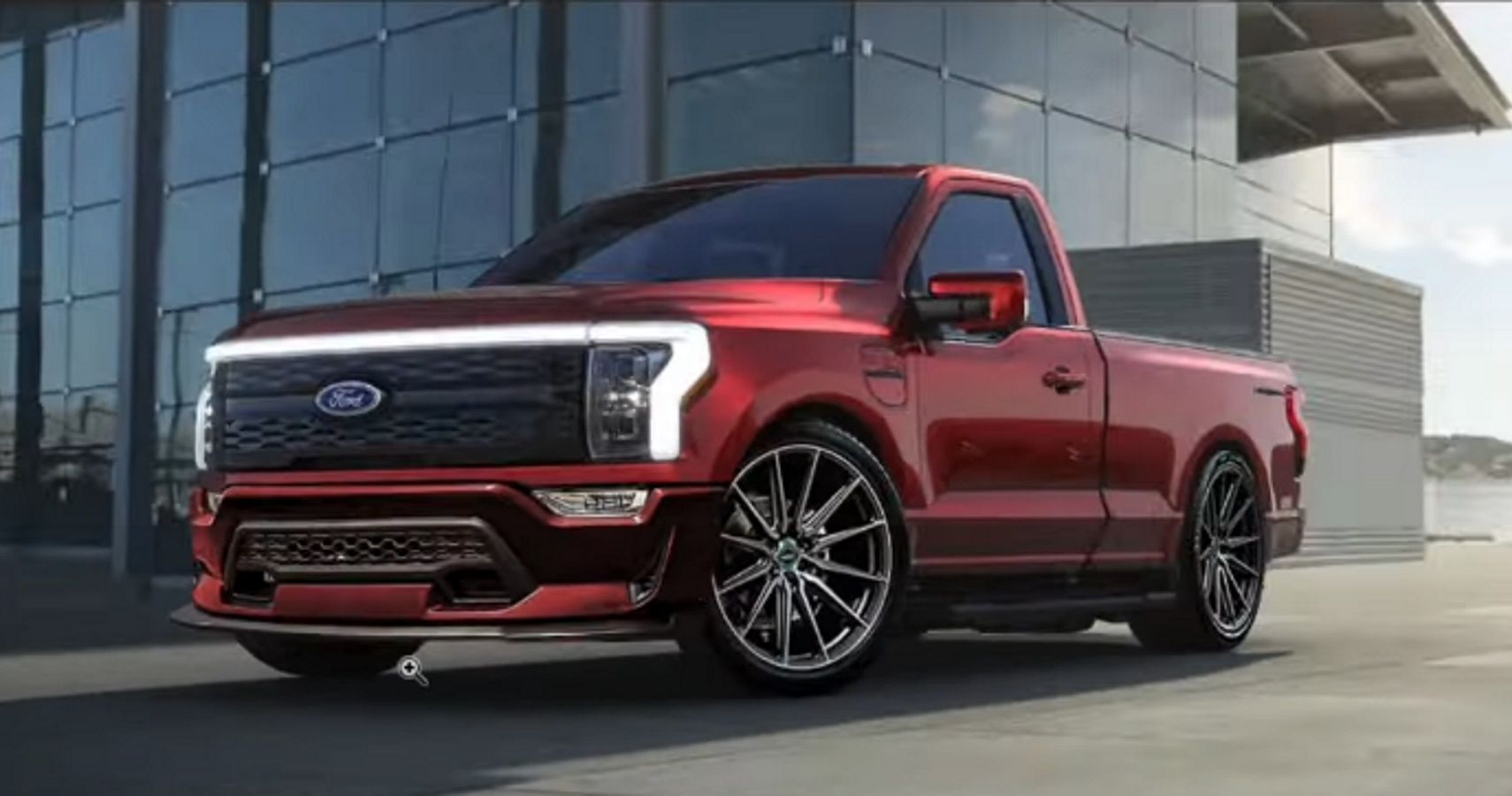 A digital rendering of a two-door Ford F-150 Lightning
