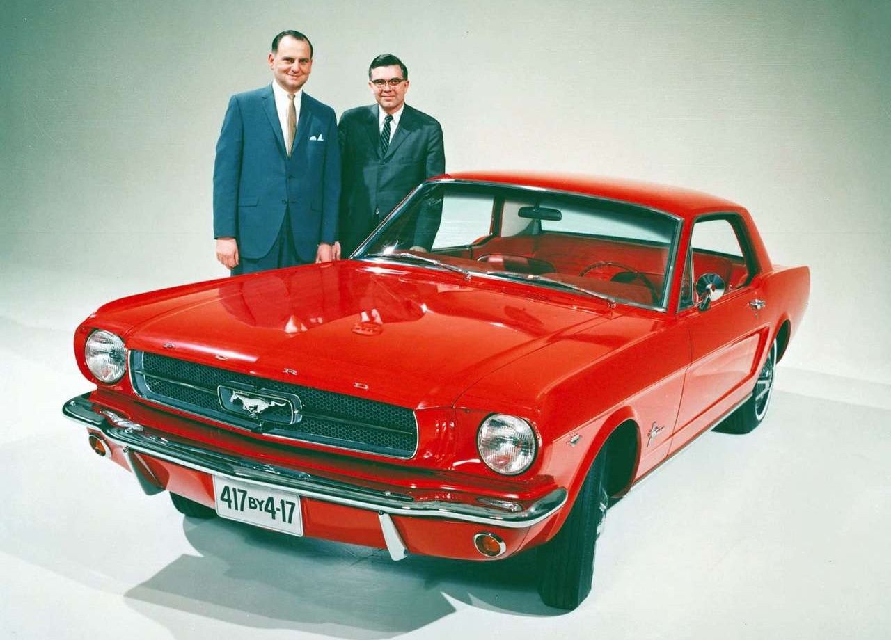 A red 1965 Ford Mustang sells for millions