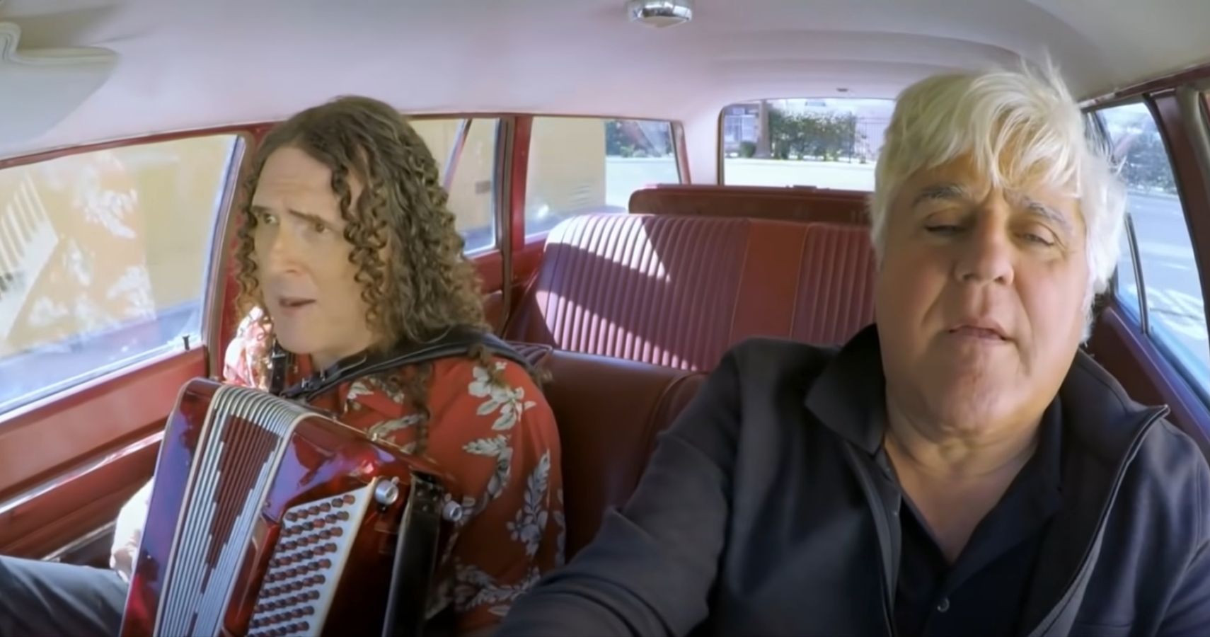 Jay Leno With Weird Al Playing Accordion Inside 1966 Plymouth Belvedere