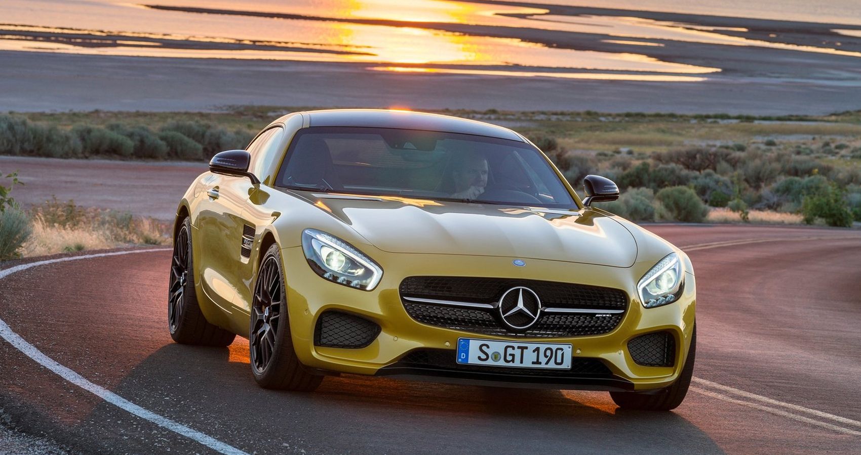 Mercedes AMG GT Front Yellow Driving