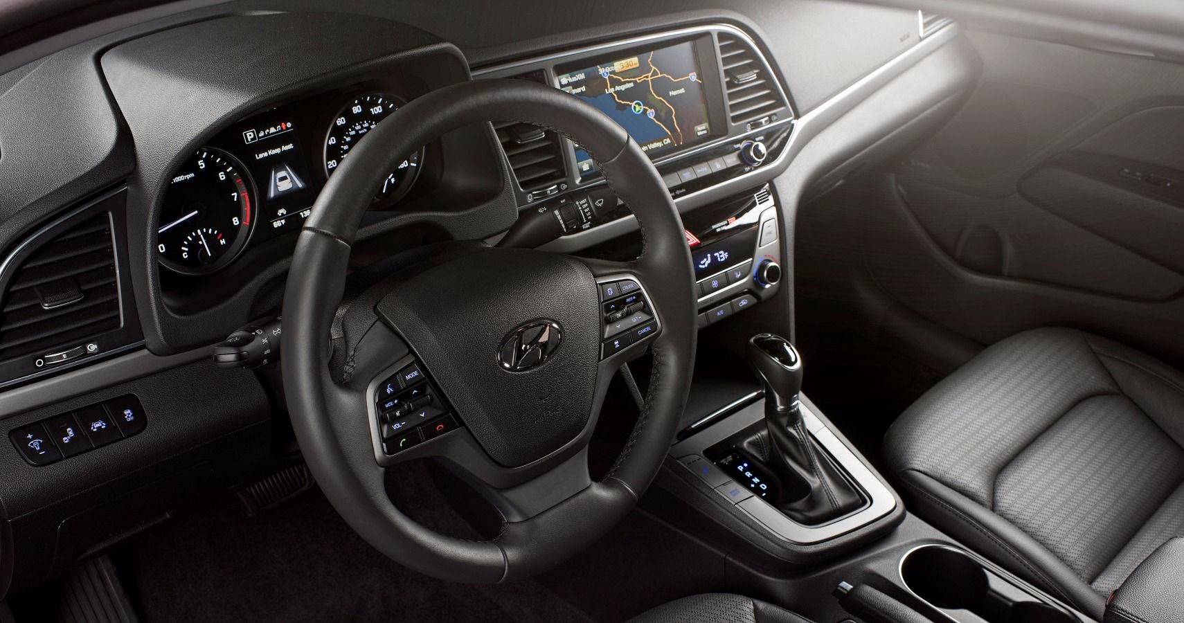 A peek inside the 2018 Hyundai Elantra's interior.
