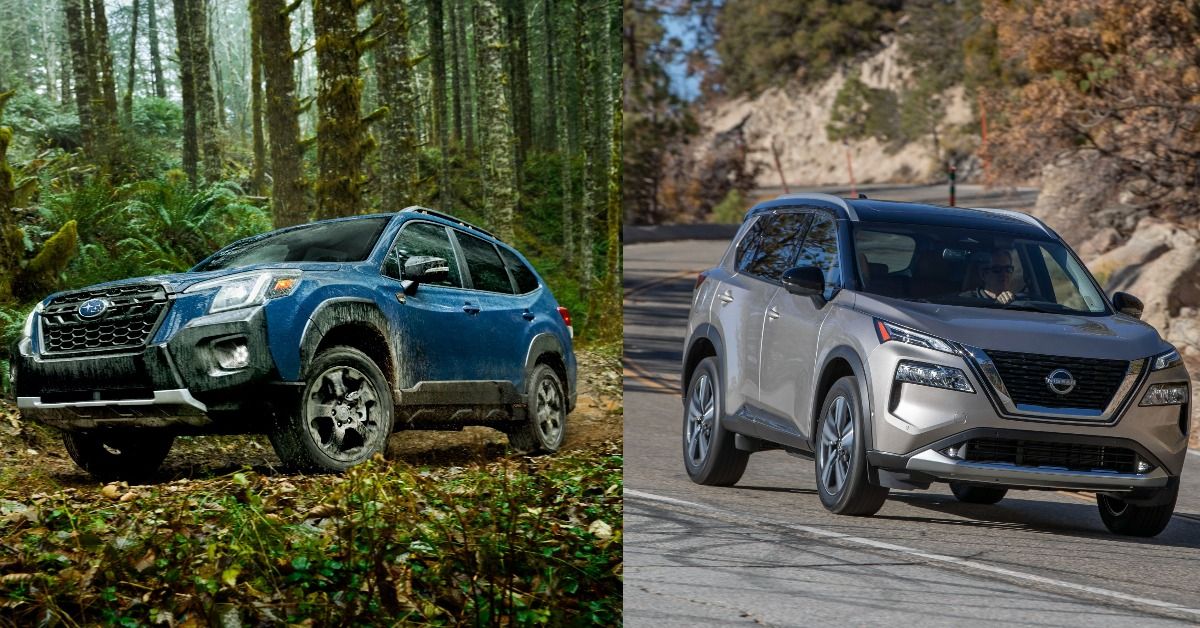 The Subaru Forester vs. Nissan Rogue comparison shown on the photo. 