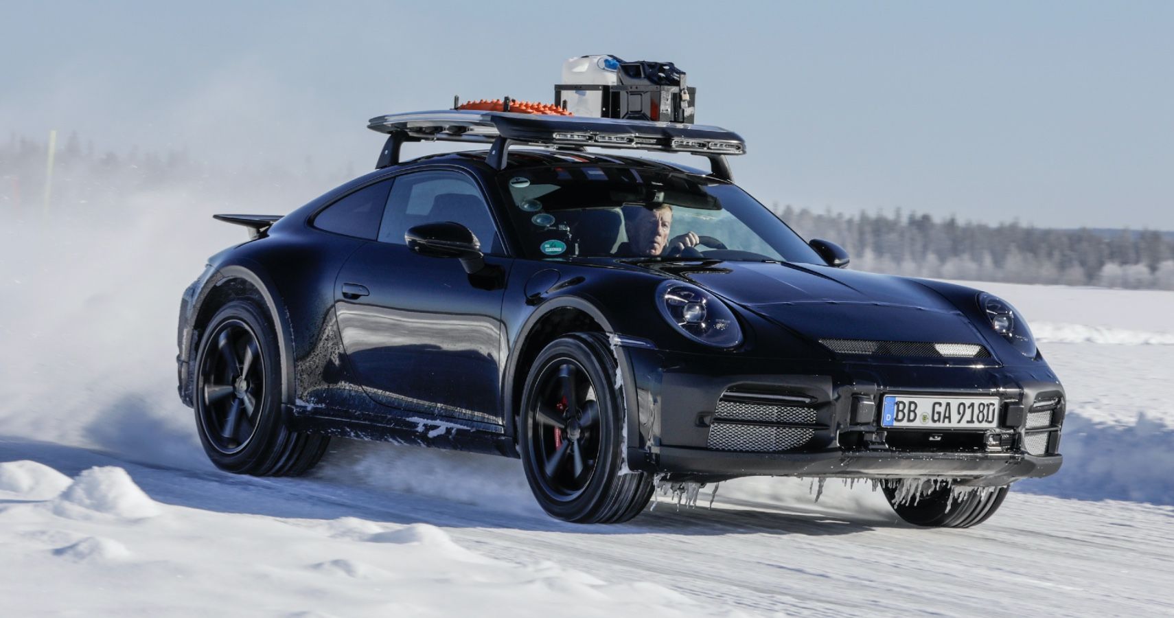 Black 2023 Porsche 911 Dakar Driven In Snow