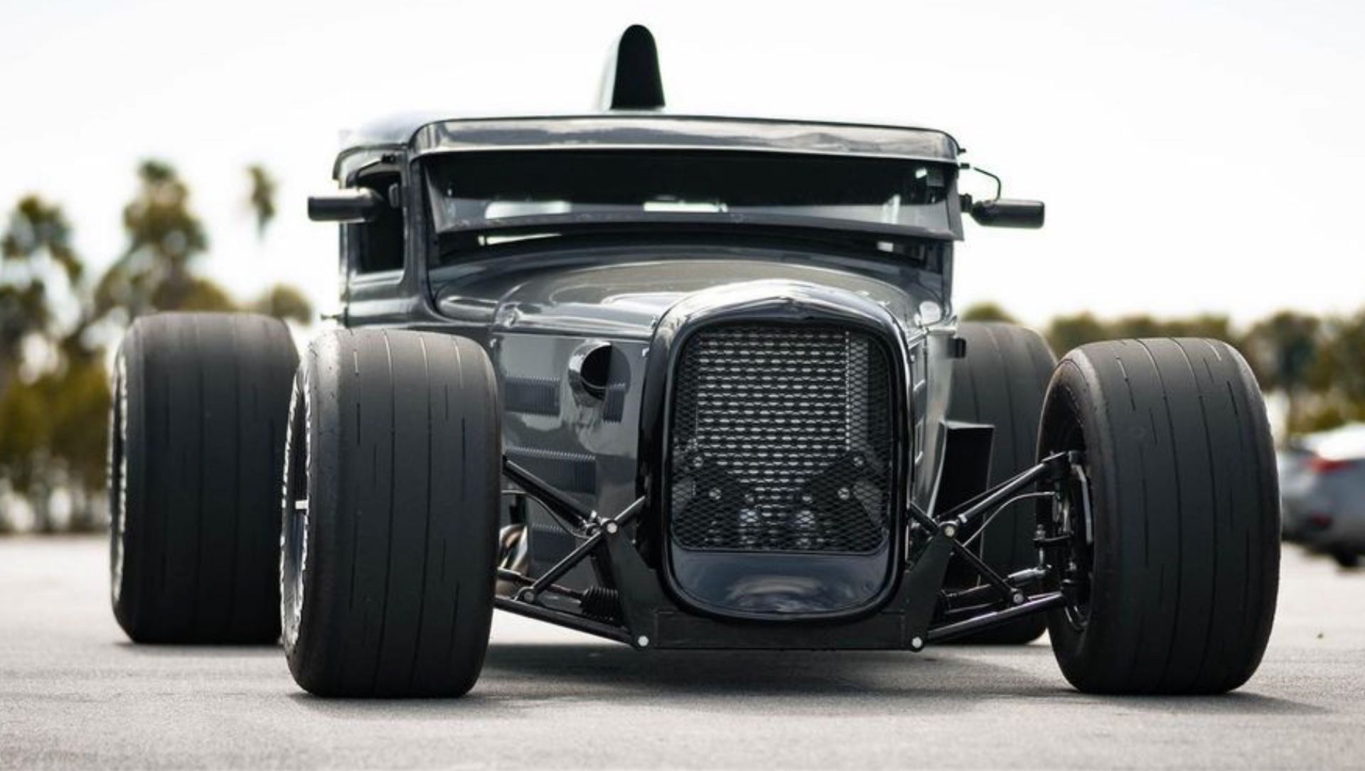 Gray 1930 Ford Model A F1 Hot Rod Front View
