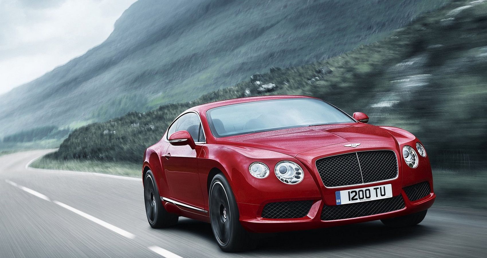 Red Bnetley Continental GT on the road