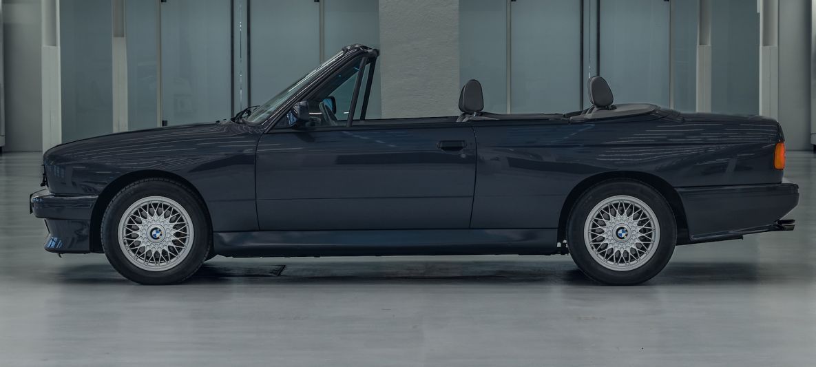 Blue 1988 BMW M3 E30 Convertible Side Profile