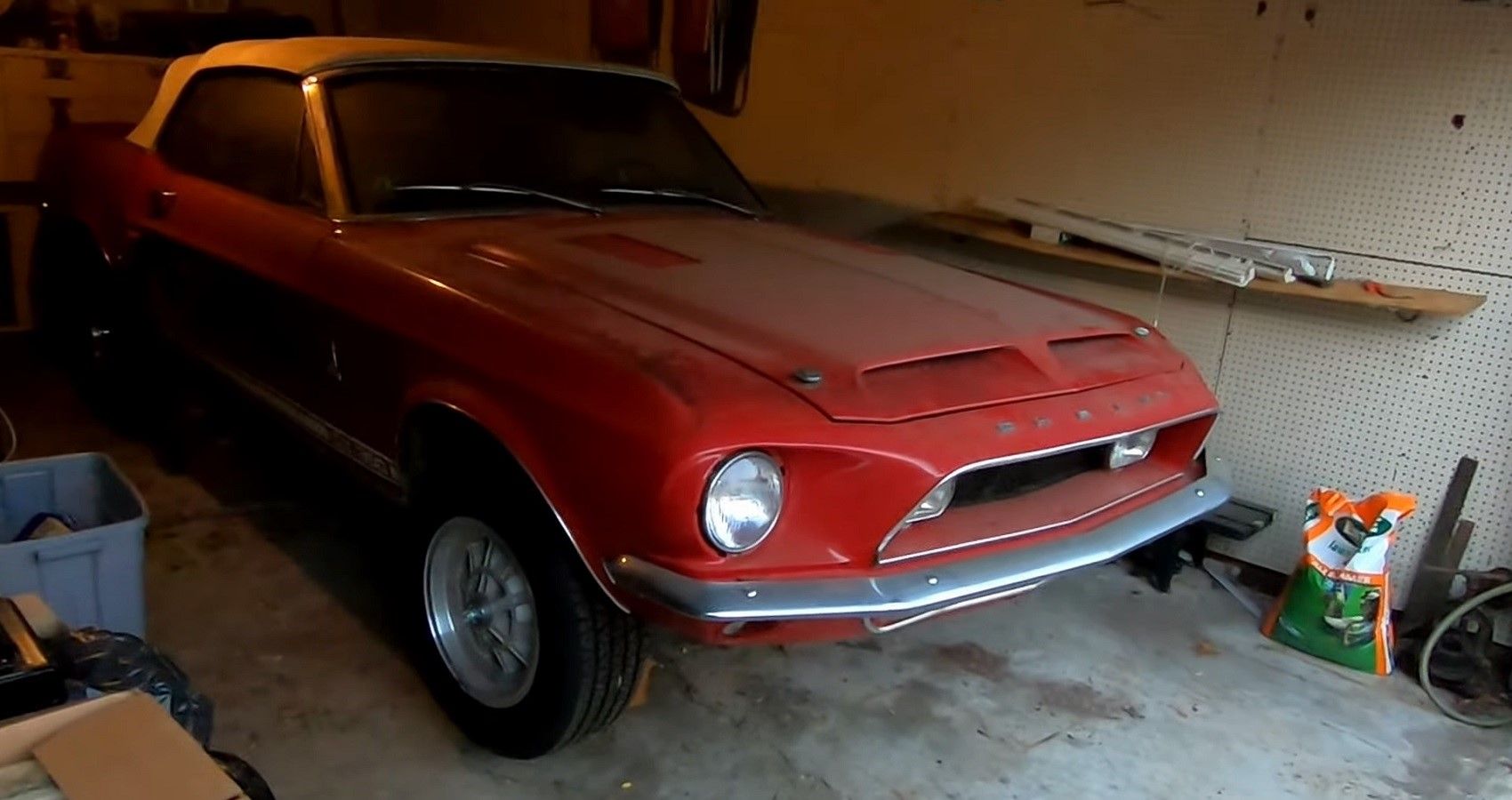 1968 Ford Shelby Mustang GT350 Convertible, red, in garage