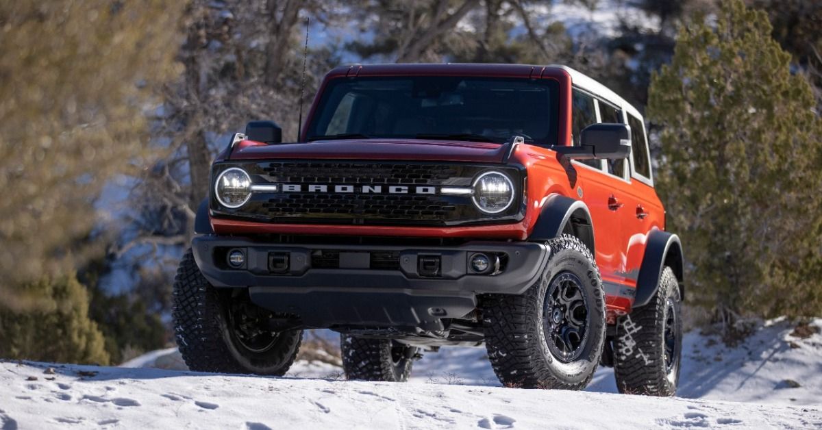 The Ford Bronco Sasquatch Package in the snow. 