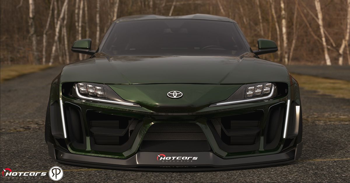 Toyota Supra widebody render, front profile view