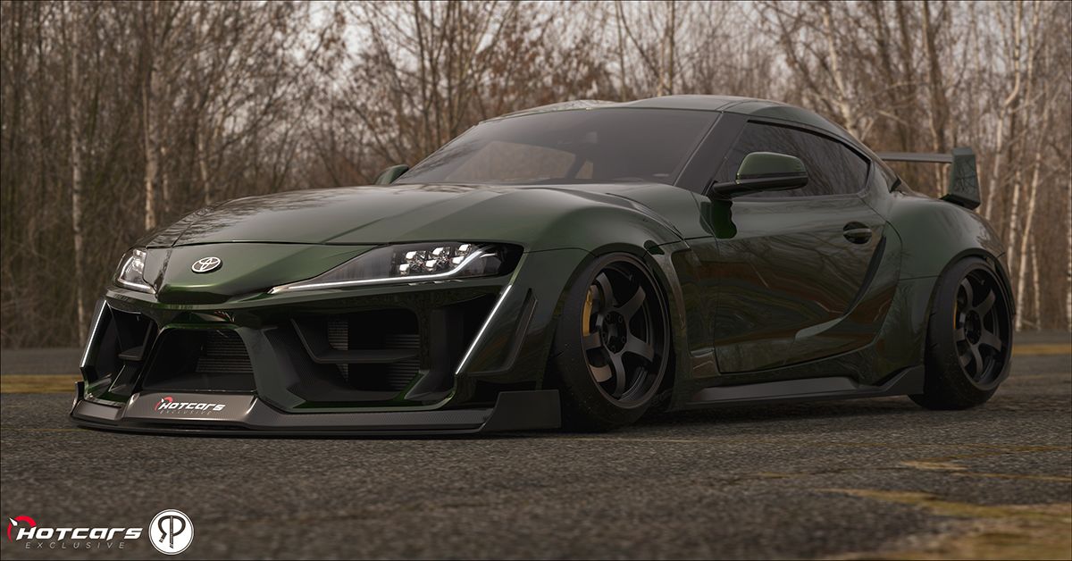 Toyota Supra Widebody Render Front Quarter Low Angle