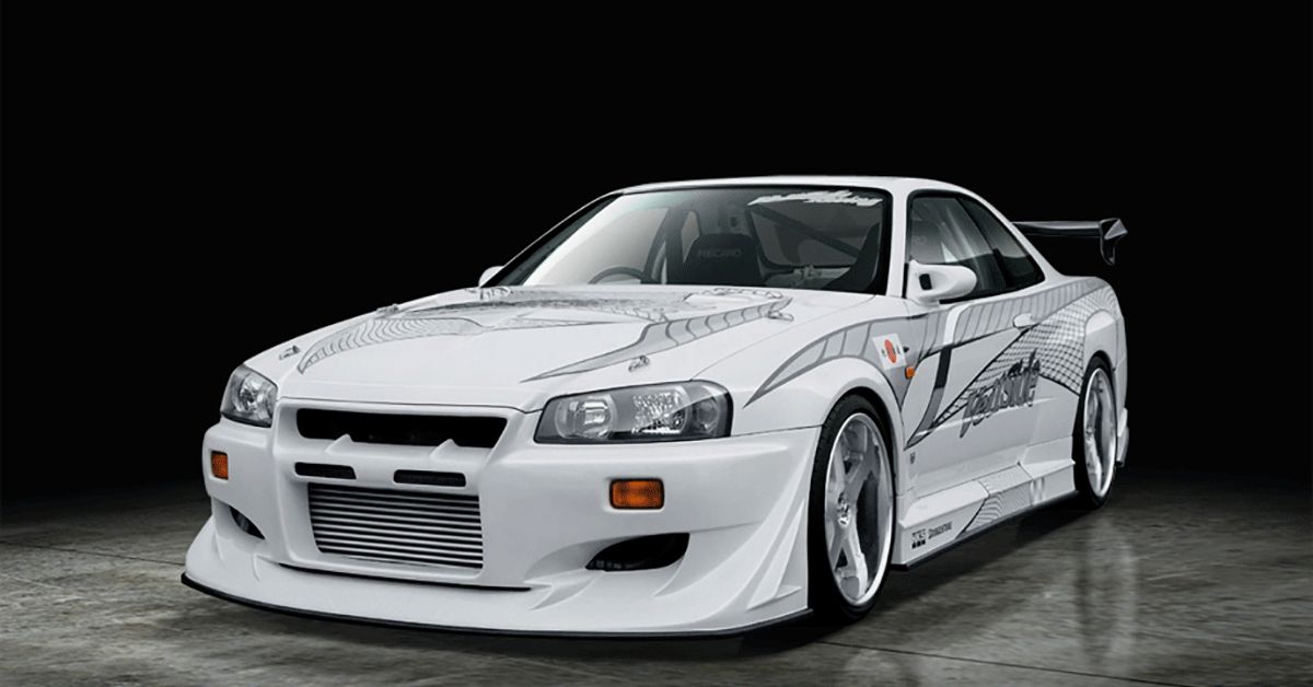 1999 Nissan R34 Skyline GT-R V-Spec Drag Car Model 1,360-Hp (White) Front