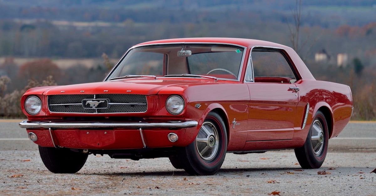 1965 FORD MUSTANG K-CODE, front-quarter view, red