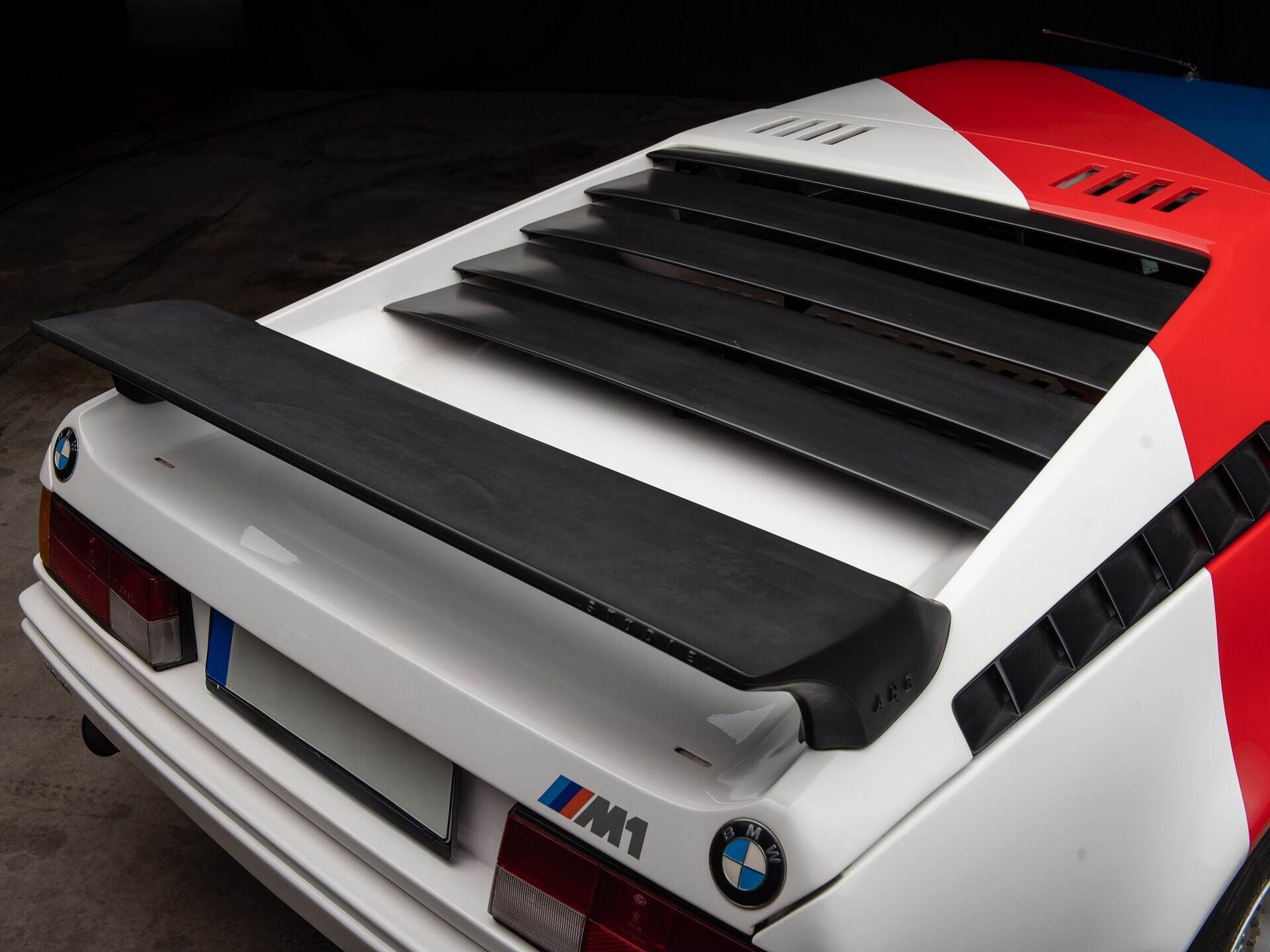 White 1980 BMW M1 AHG Studie Rear Wing