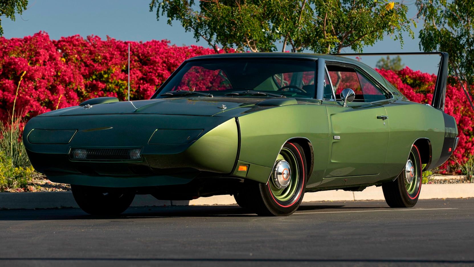 Green 1969 Dodge Daytona Hemi 3/4 shot