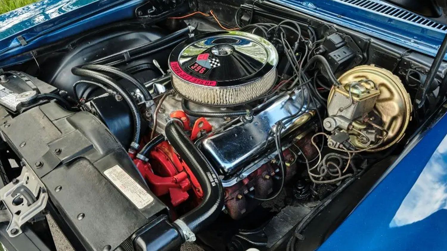 1970 Chevrolet Nova SS 396 Blue Engine Bay 