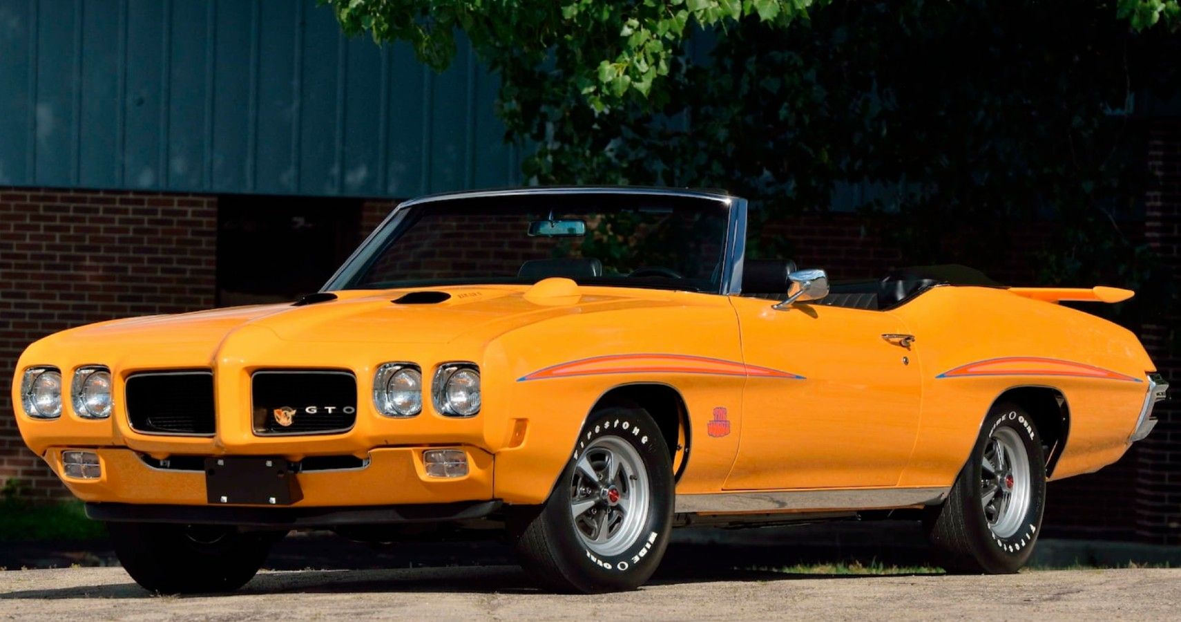 Orange 1970 Pontiac GTO Judge Convertible parked