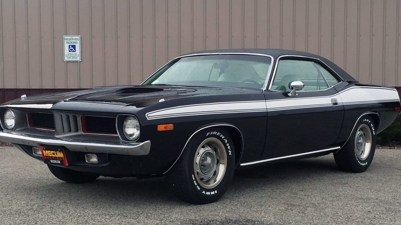 Black 1974 Plymouth Cuda Parked