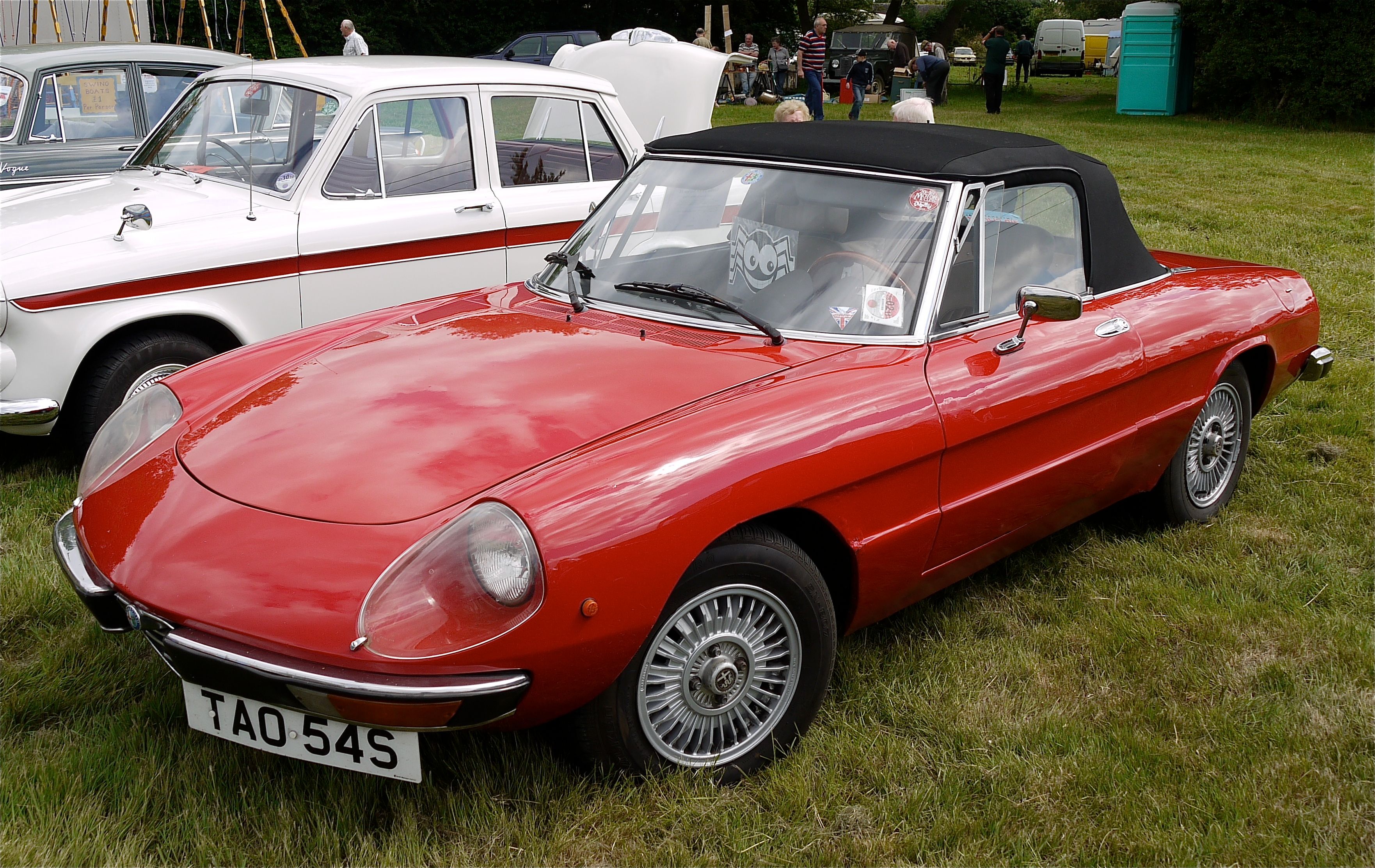 Front shot of a red 1978 Alfa Romeo Spider 