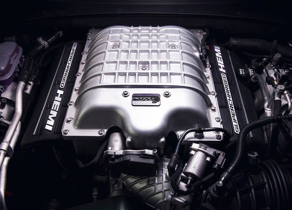 2022 Black and White Dodge Charger SRT engine 