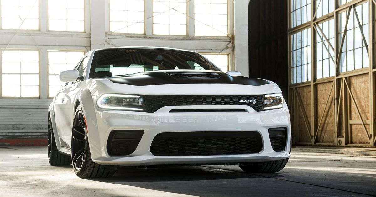 2022 Black and White Dodge Charger SRT front view 