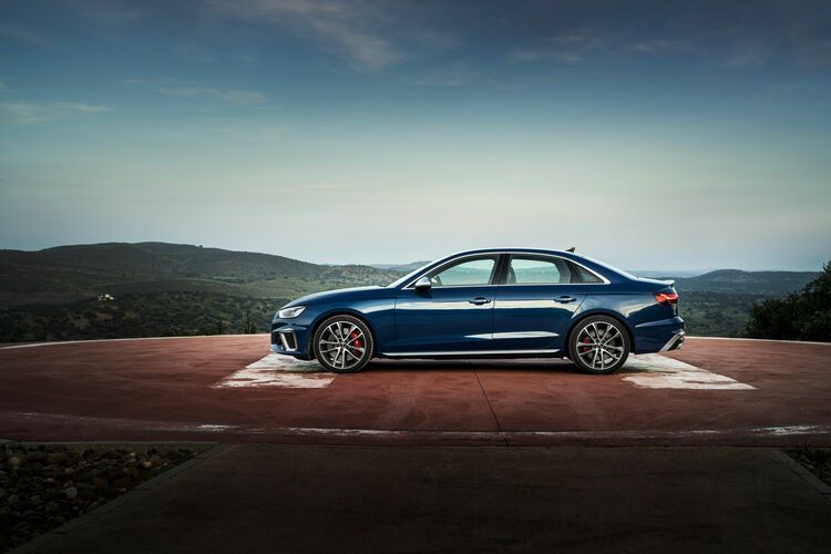 Blue 2023 Audi A4 parked