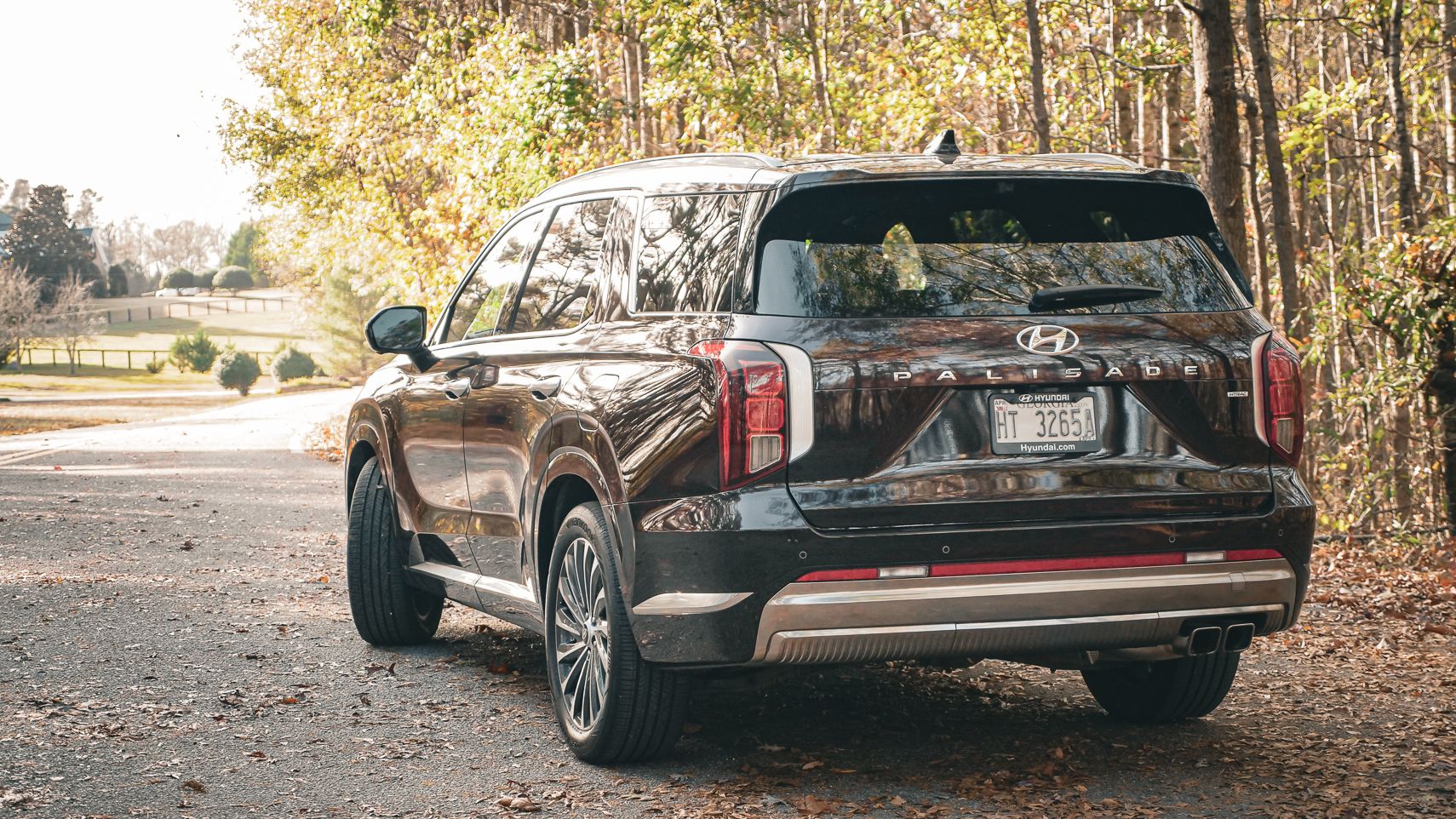 2023 Hyundai Palisade traseira voltada para a floresta