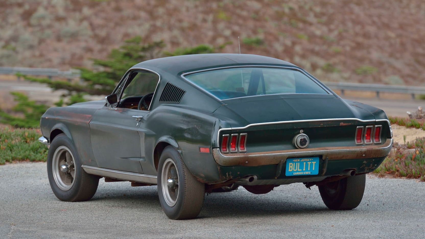 Rear angled shot of 1968 Ford Mustang Bullitt
