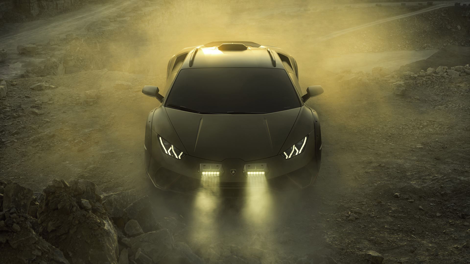 Green 2023 Lamborghini Huracan Sterrato In The Dust