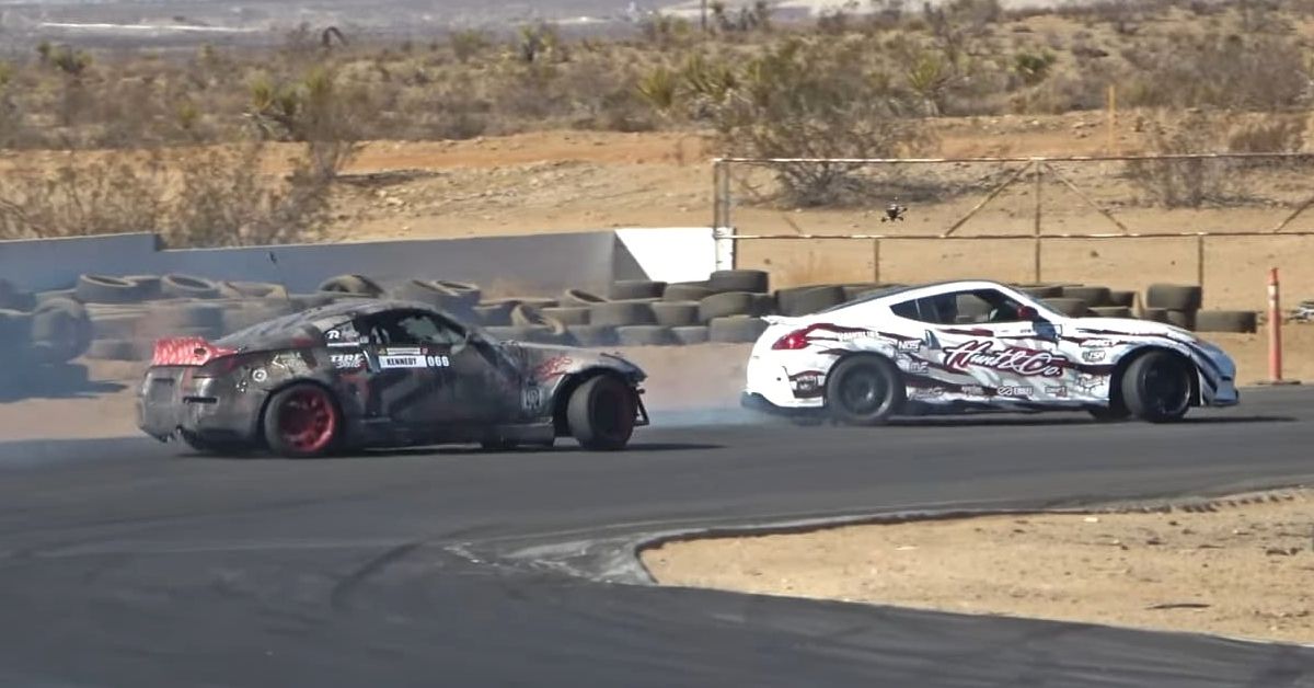 Nissan 350Z drifting on the course 