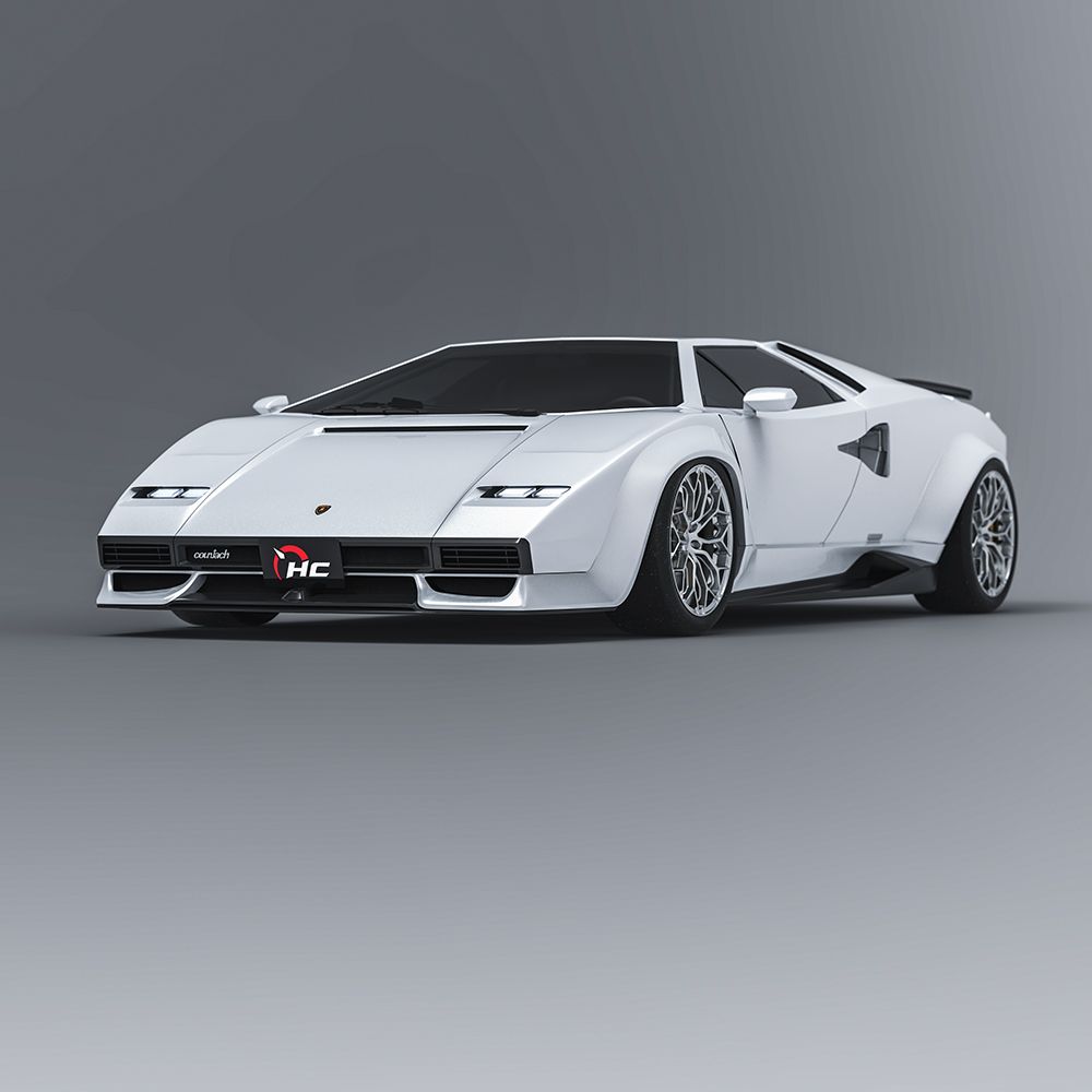 Lamborghini Countach render, front quarter view