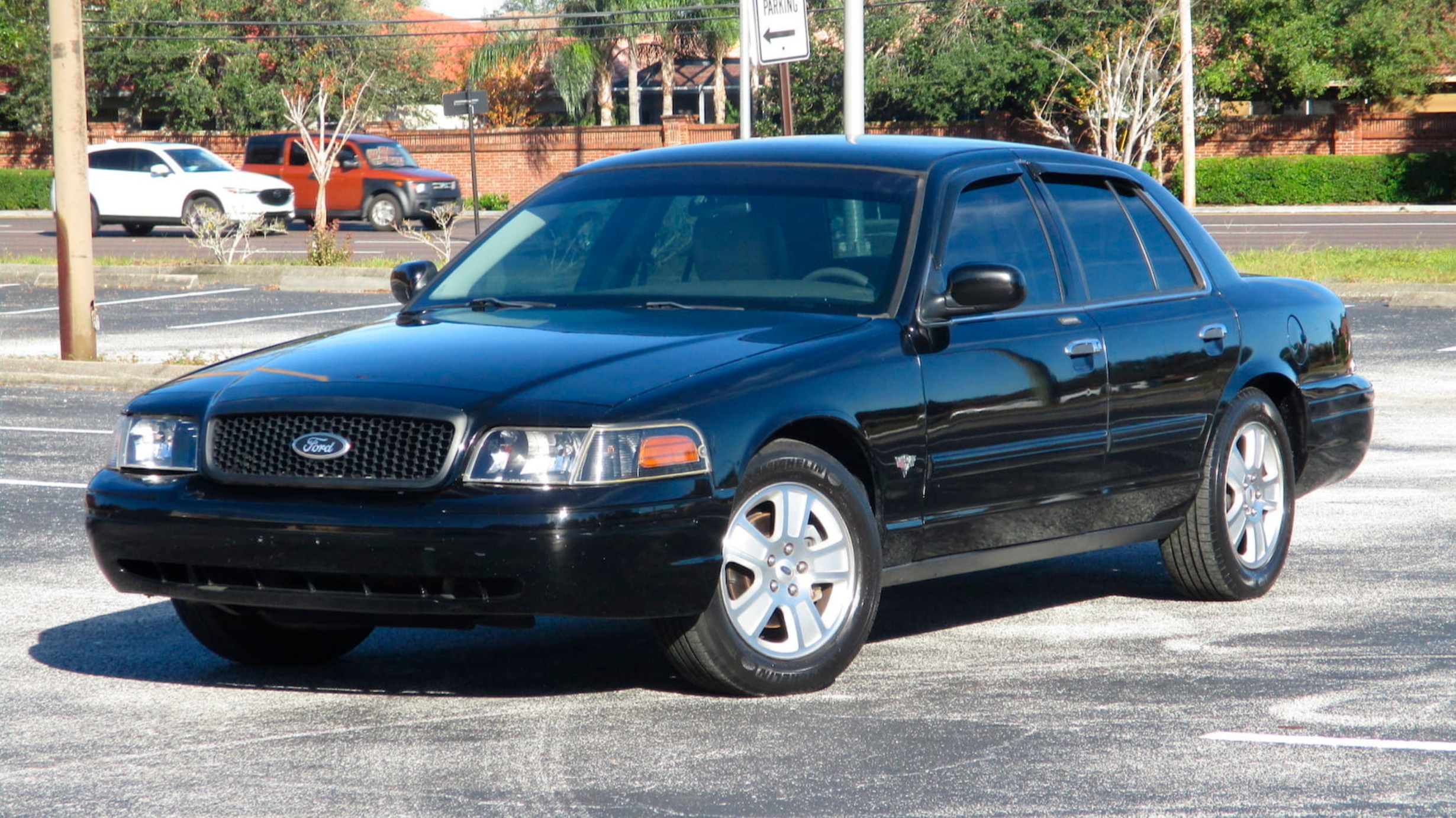 Front shot of Black 2011 Ford Crown Victoria