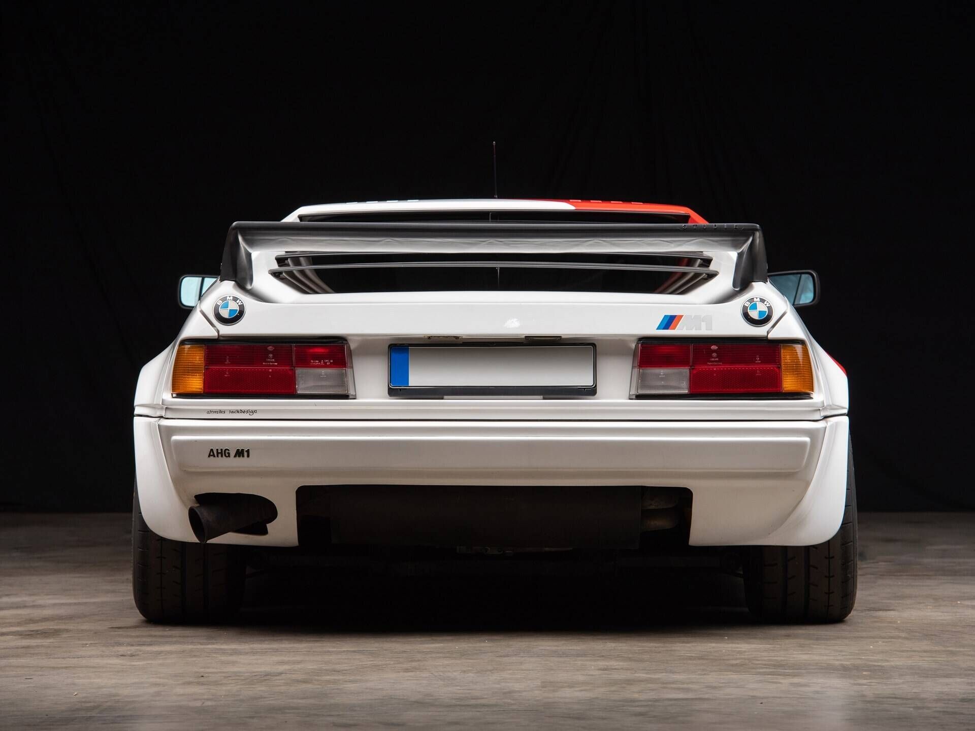 White 1980 BMW M1 AHG Studie rear view