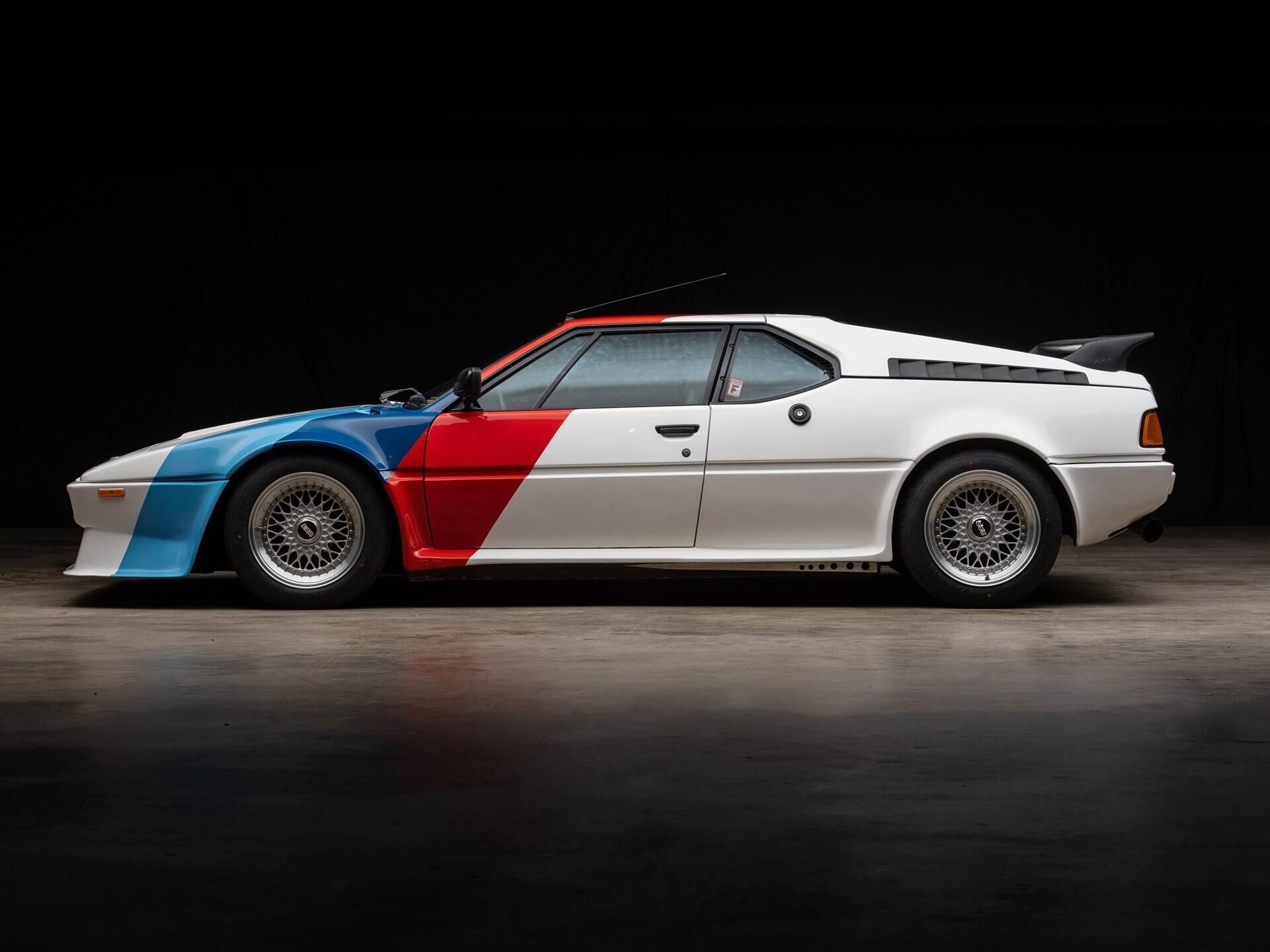 White 1980 BMW M1 AHG Studie side view