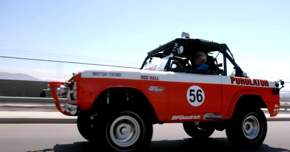 Jay Leno drives Rod Hall's 1968 Ford Bronco
