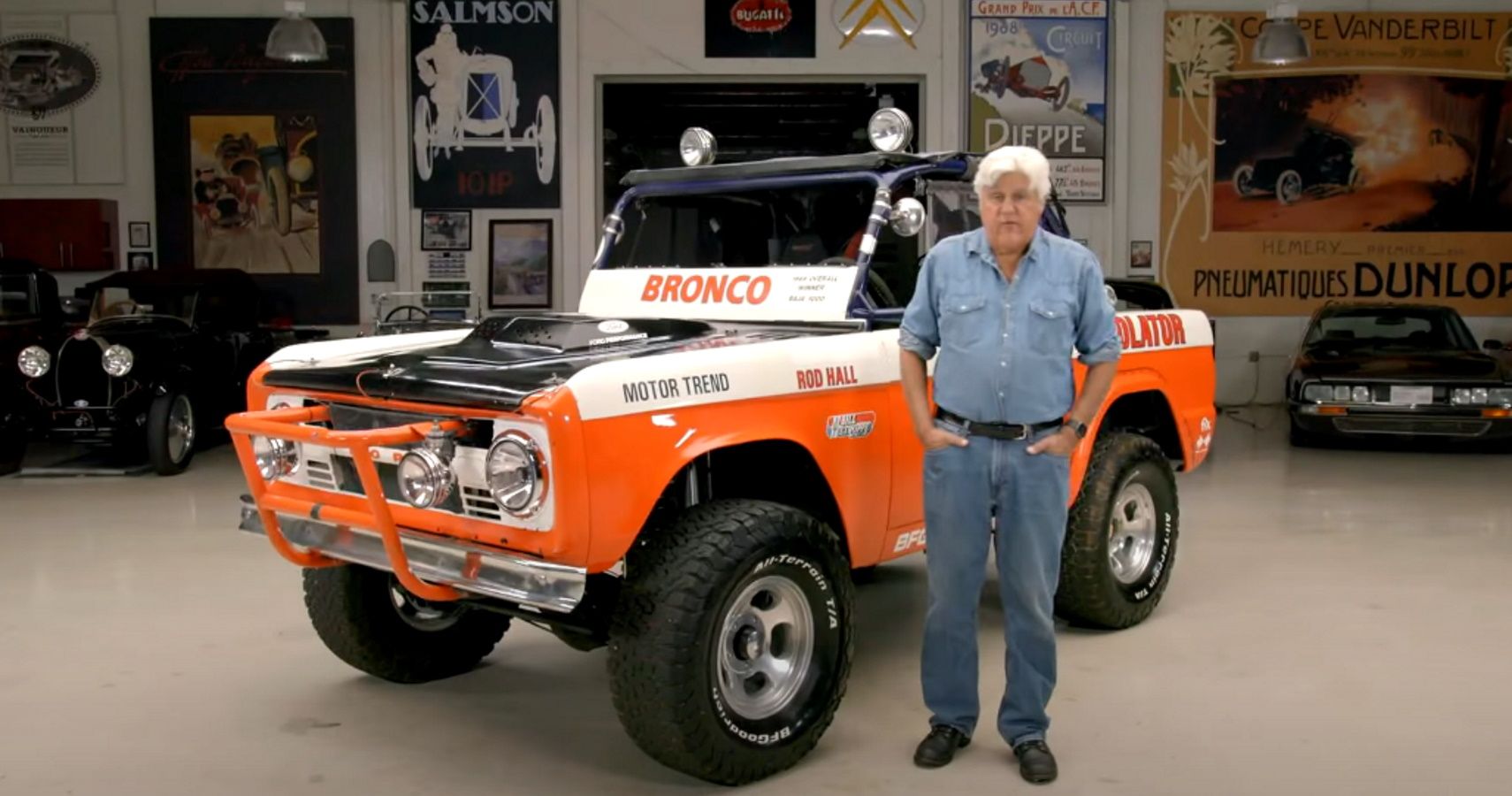 Jay Leno with Rod Hall's 1968 Ford Bronco