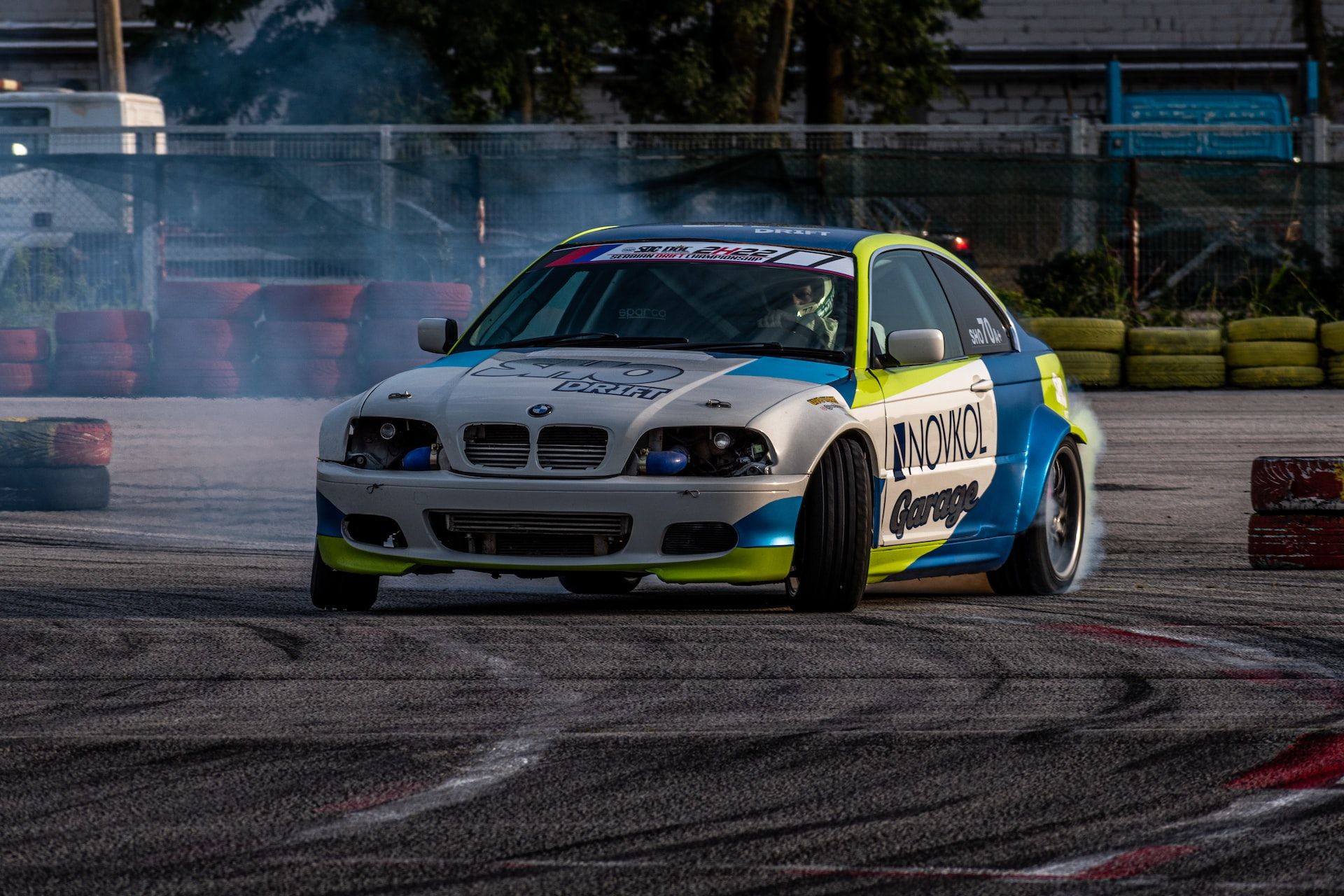 White BMW E46 Drift