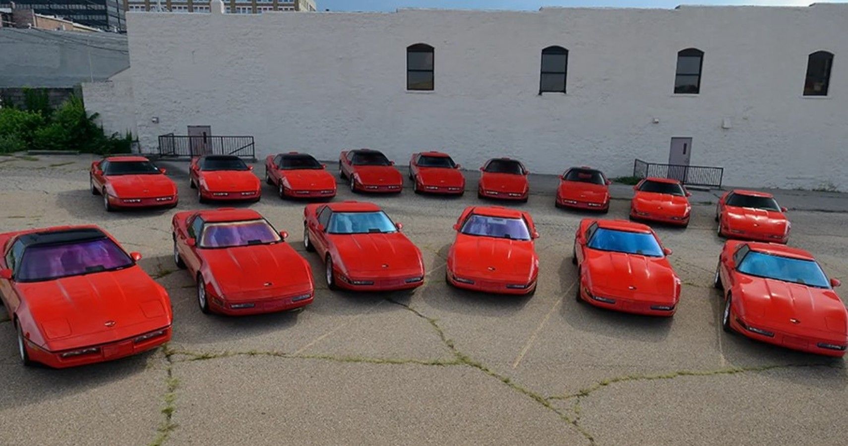 15 red Corvettes