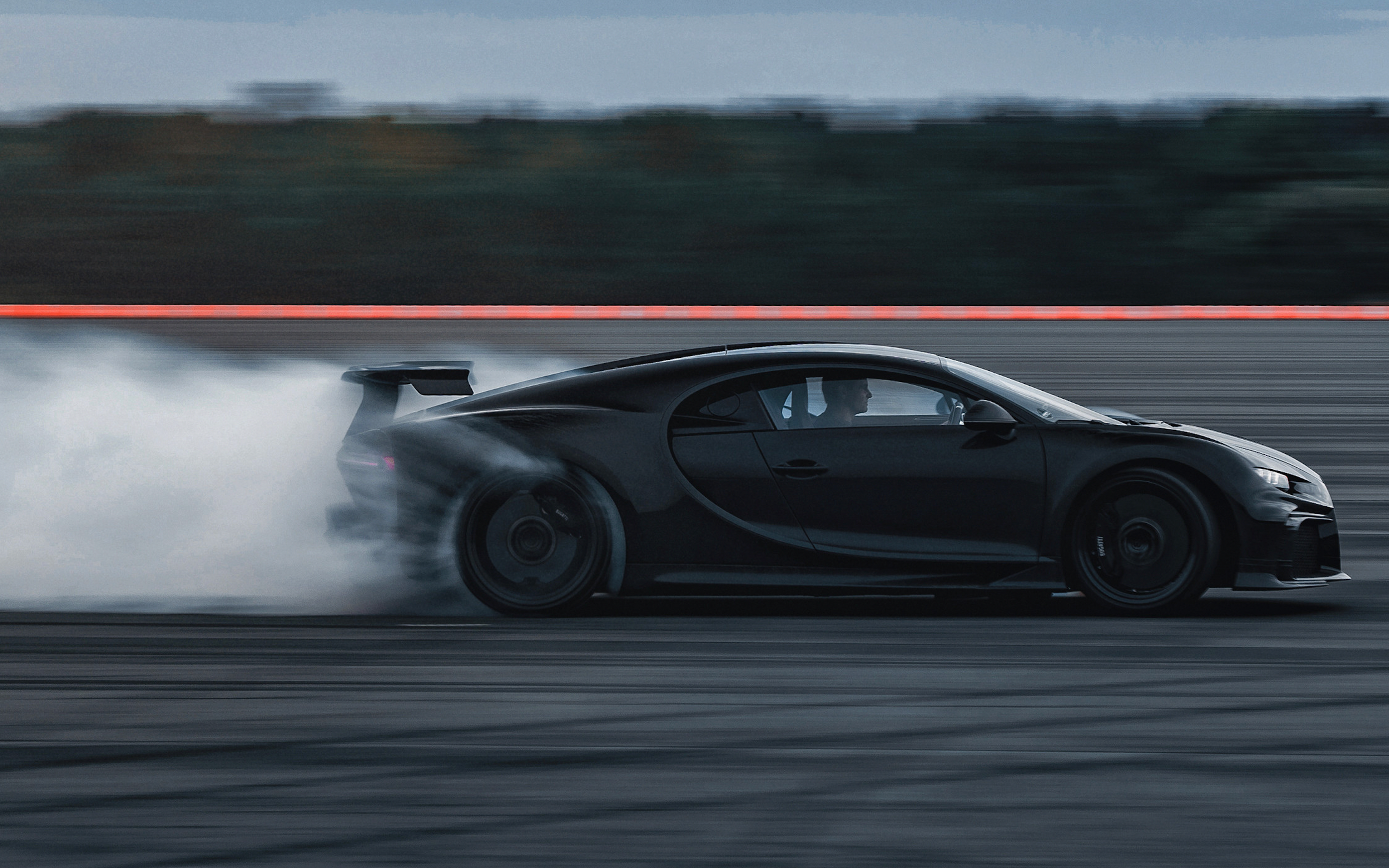 Black 2022 Bugatti Chiron Pur Sport Smoking Tires