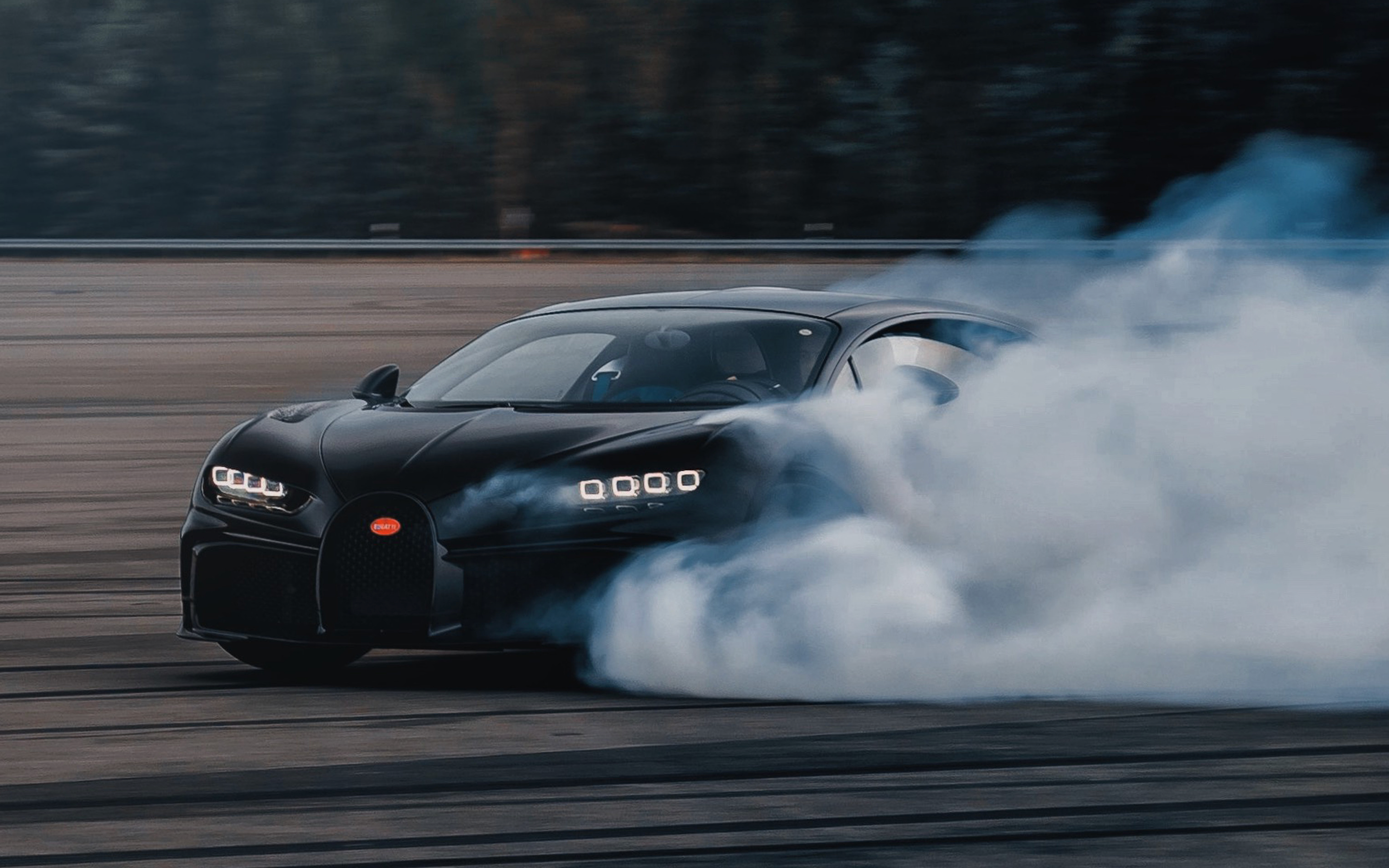 Black 2022 Bugatti Chiron Pur Sport Drifting Sideways