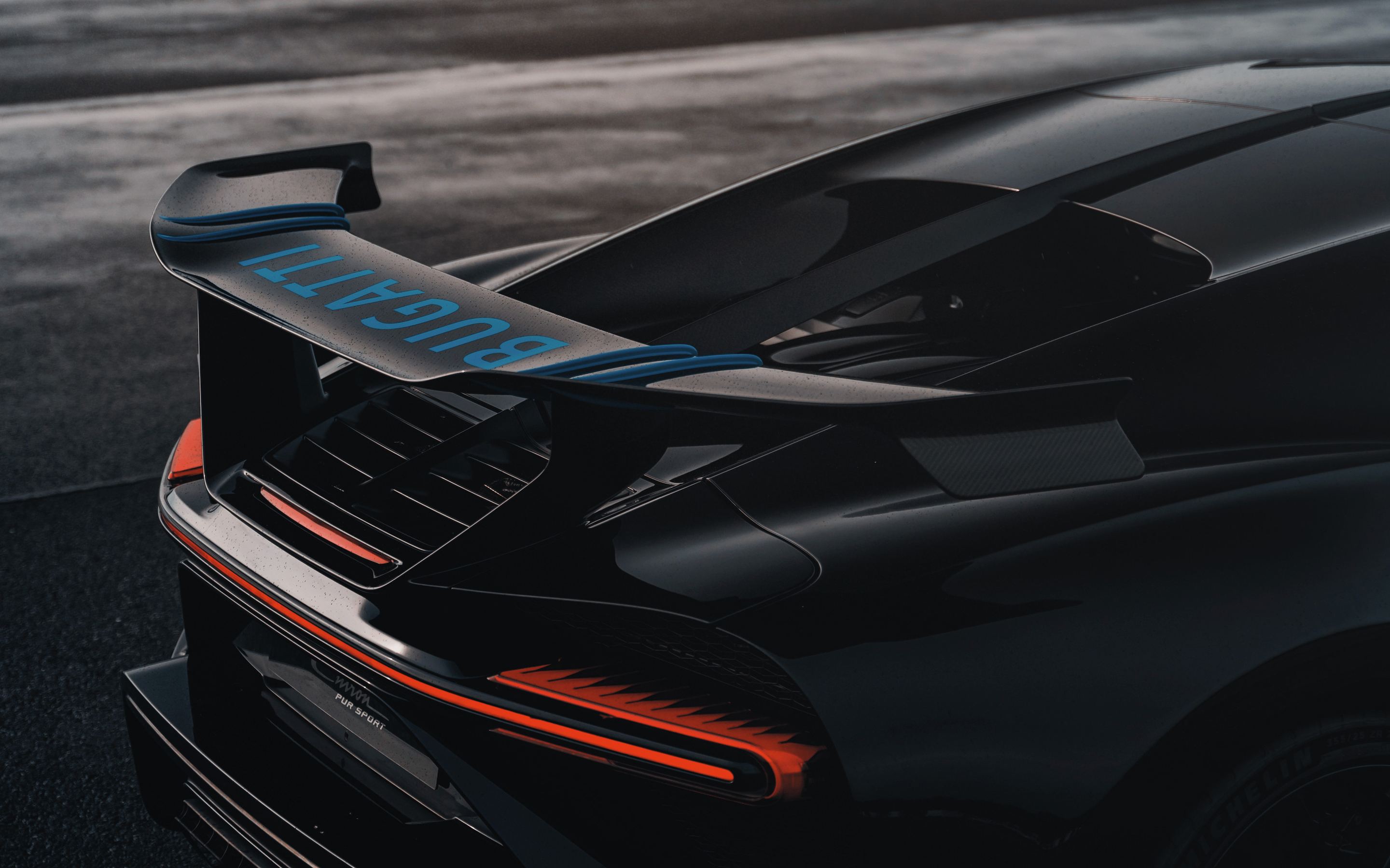 Black 2022 Bugatti Chiron Pur Sport Big Rear Wing