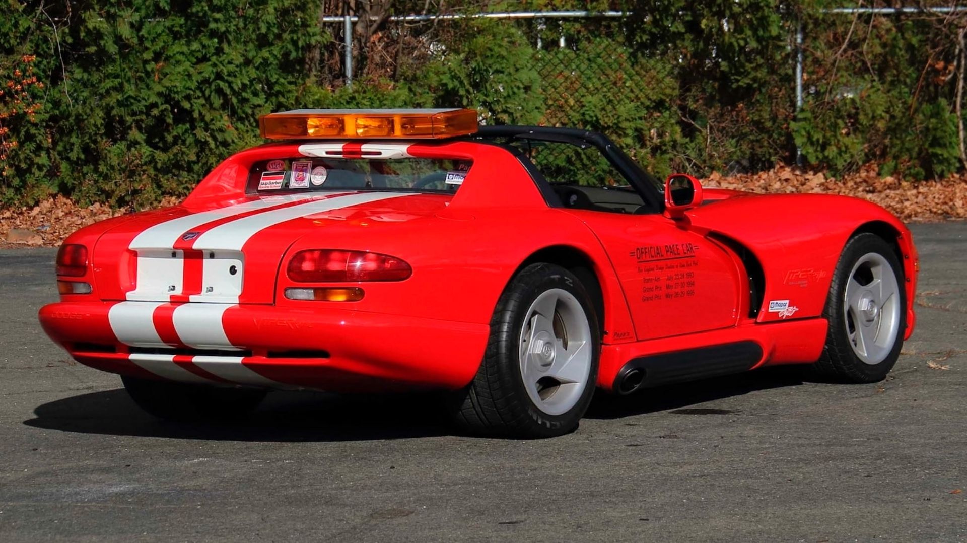 Red 1993 Dodge Viper RT/10 Callaway 440 Pace Car Rear View