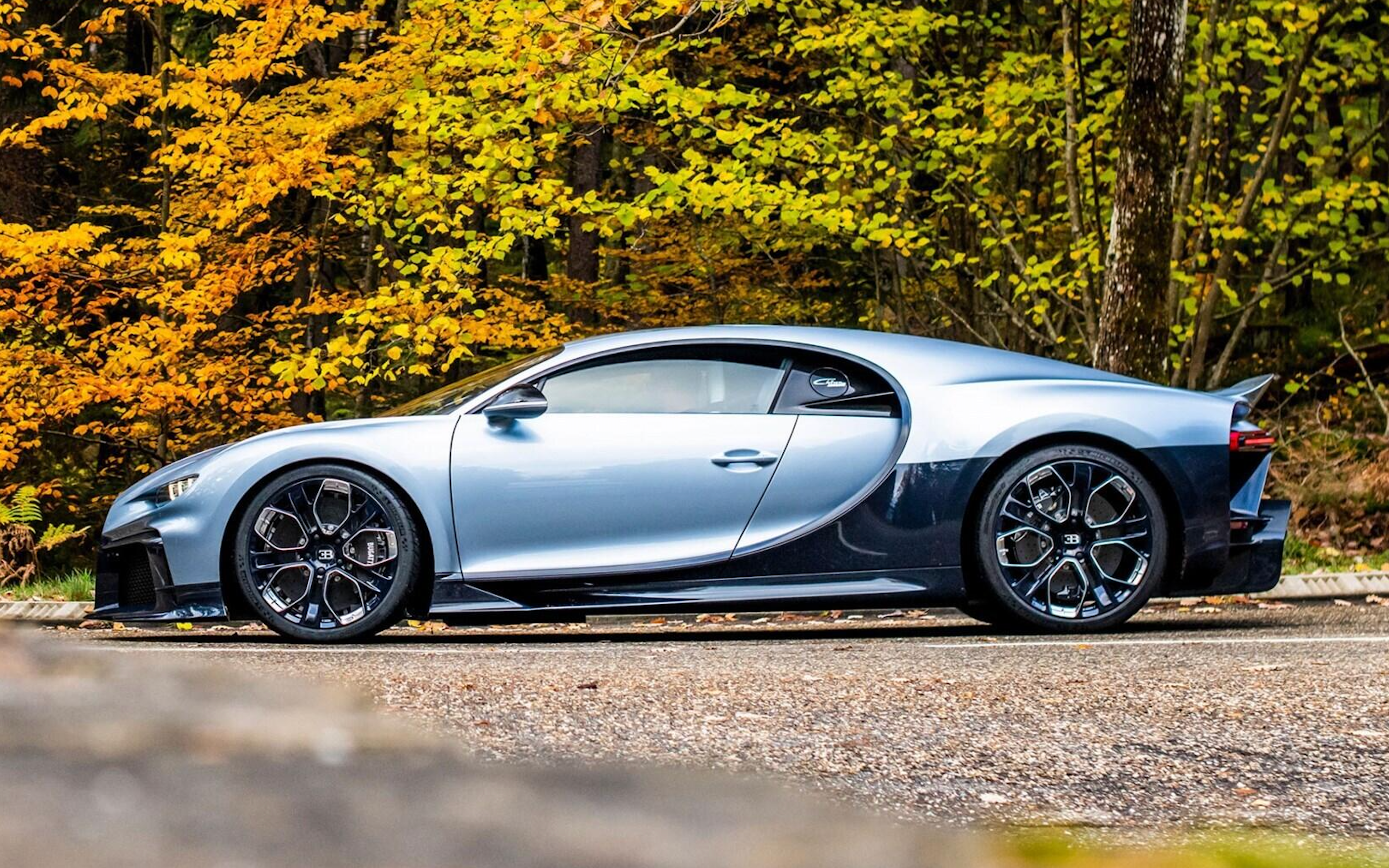 Blue 2022 Bugatti Chiron Profilee Side View