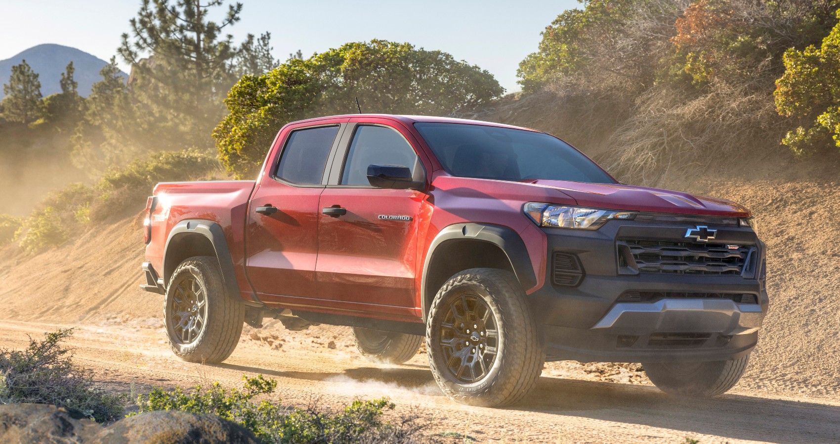 red Chevrolet Colorado Trail Boss off-road