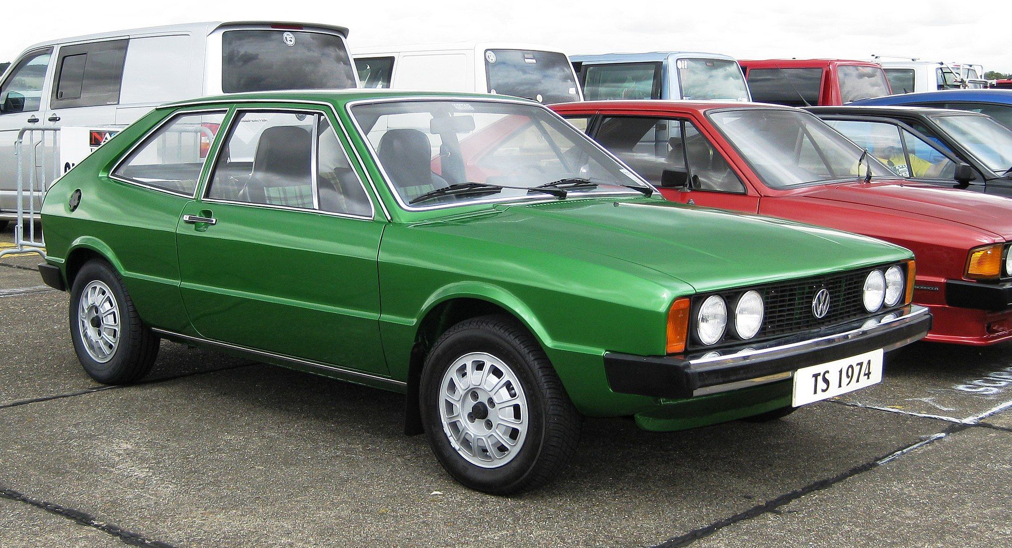 Side shot of a green 1974 Volkswagen Scirocco