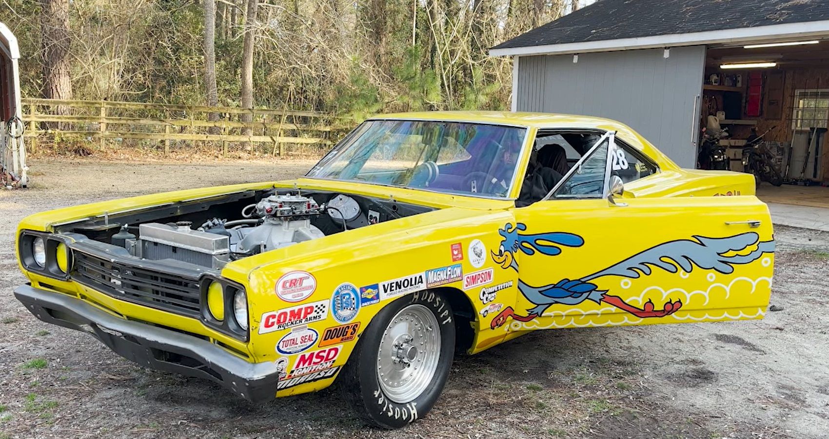 Yellow 1970 Plymouth Road Runner Race Car