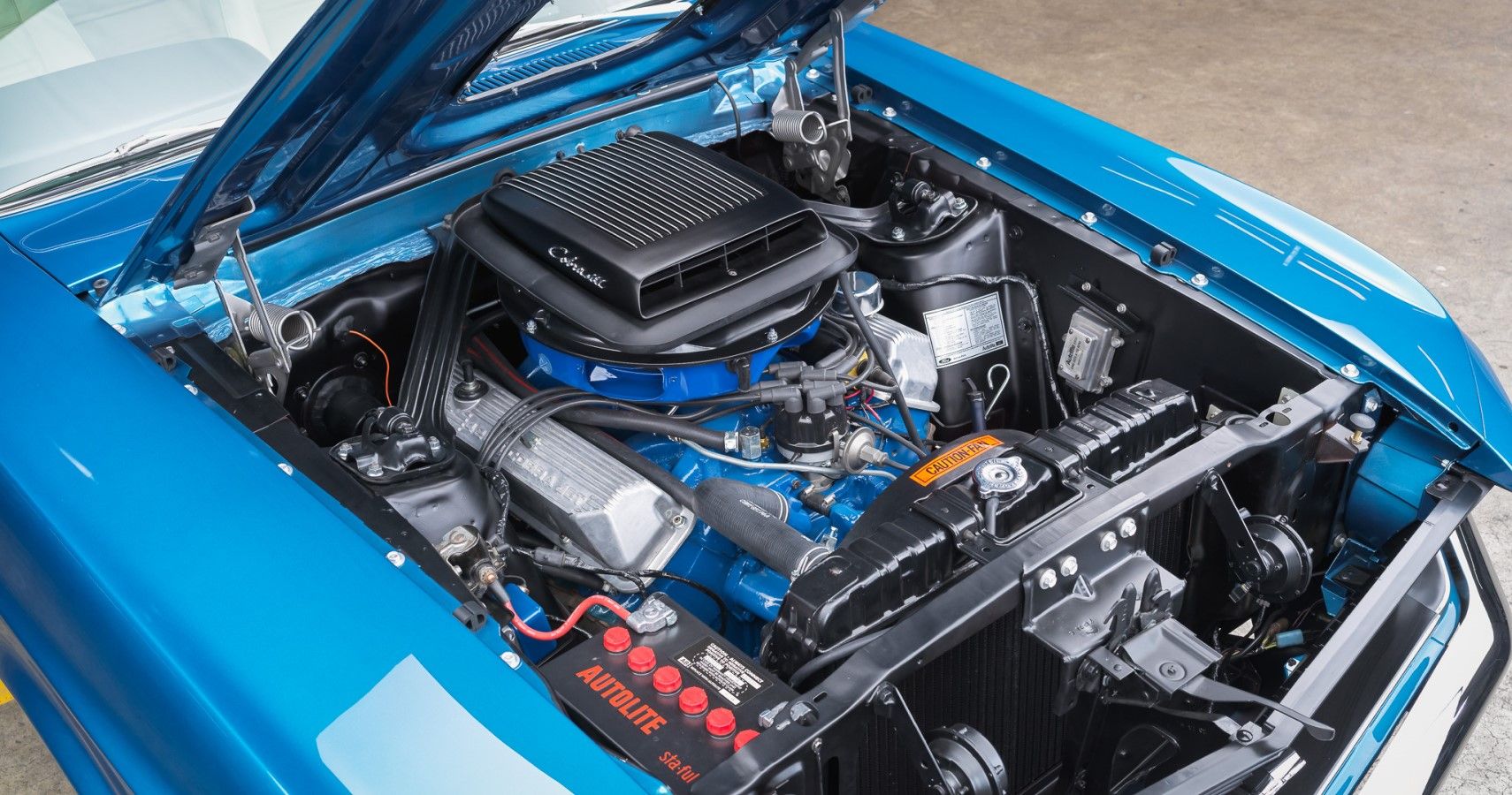 1970 Ford Mustang 428 Cobra Jet engine bay view