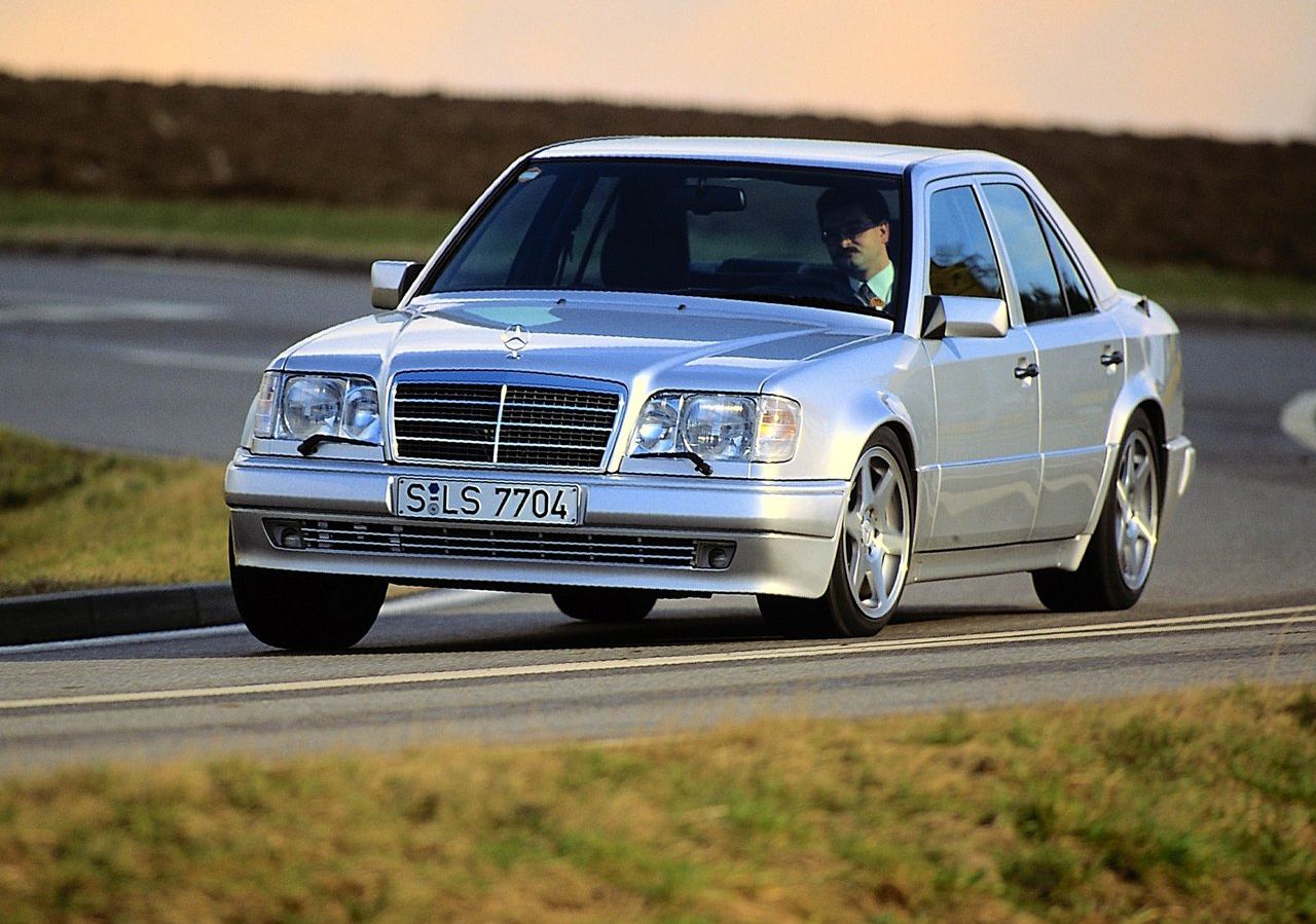 Mercedes E500 silver driving