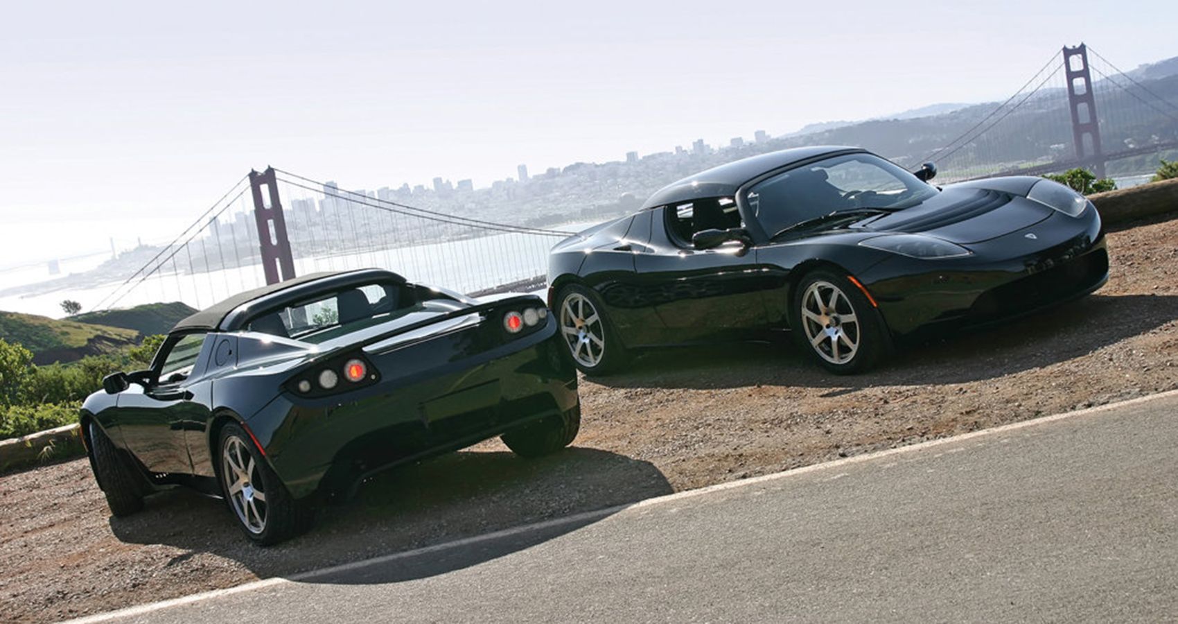 2008 Tesla Roadster in Black Rear And Front View